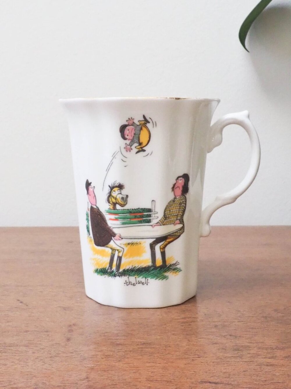 Vtg Thelwell Cartoon Coffee Mug - Gold Rim Mug - Vintage Equestrian Mug